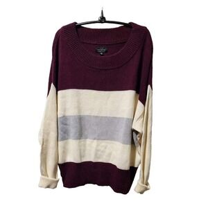 Lucky Brand Sweater Women's Size Large Color Block Knit Pullover Wide Stripe